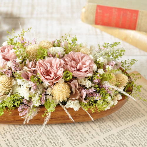 ✽風に優しくゆられる✽レトロピンクのお花たち【 acacia bowl