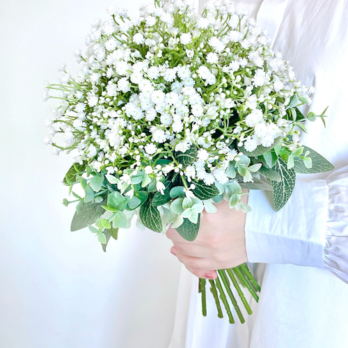 かすみ草のグリーンブーケ（ブートニア付き） /アーティフィシャル