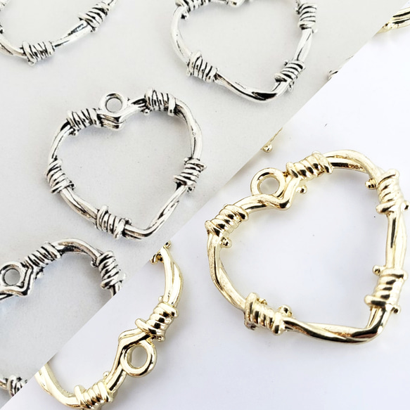 8個 ハート 有刺鉄線 棘 とげ ゴシック パンク rock ロック チャーム