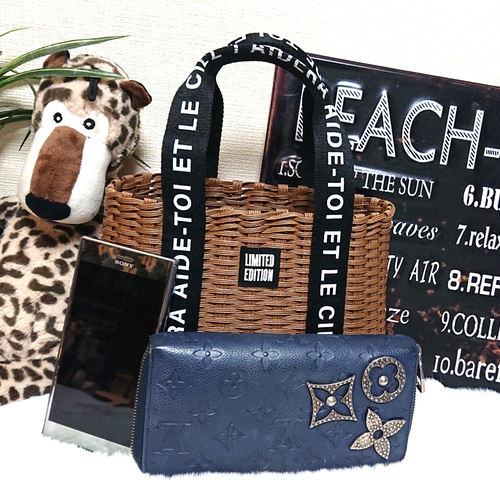 再)クラフトバンド＊かごバッグM/リッチココア かごバッグ rikumom