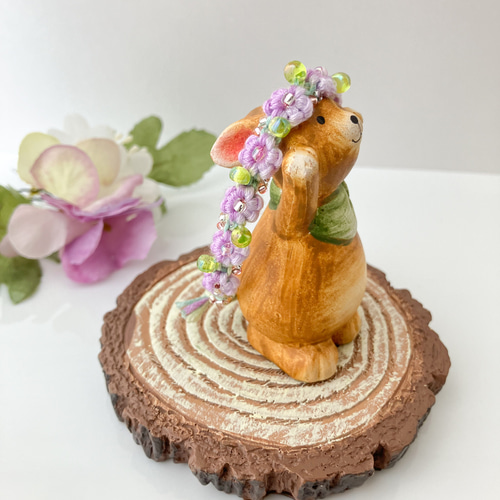 受注製作】ピンクパープルの紫陽花＊大粒の葉っぱ＊花かんむり