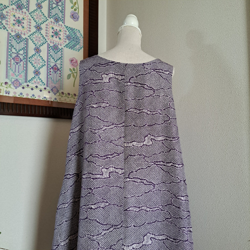 正絹 小紋の着物からリメイクノースリーブワンピース ワインカラー ☆ 着物リメイク/小紋/Aライン/ノースリーブワンピース/一品物です