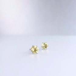 レモンクォーツ サージカルステンレス ピアス シルバー  金属アレルギー対応 つけっぱなしOK 2枚目の画像