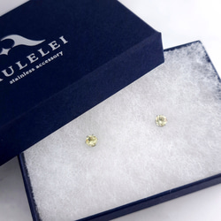 レモンクォーツ サージカルステンレス ピアス シルバー  金属アレルギー対応 つけっぱなしOK 5枚目の画像