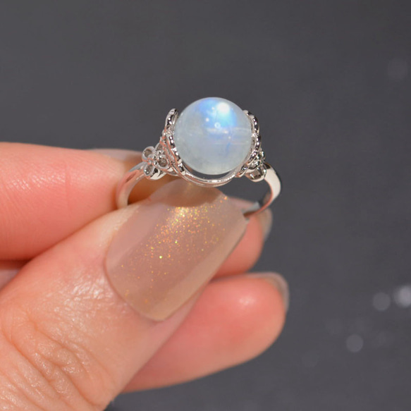 Fantastic&Presence』 大粒ムーンストーン リング 指輪 お花と四葉