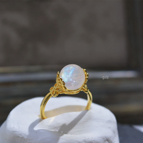 Fantastic&Presence』 大粒ムーンストーン リング 指輪 お花と四葉