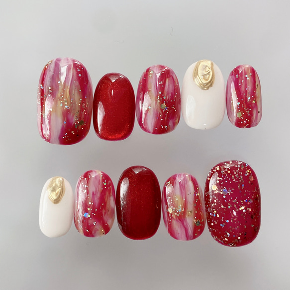 C23 ニュアンス レッド ホワイト ゴールドミラー マグネット