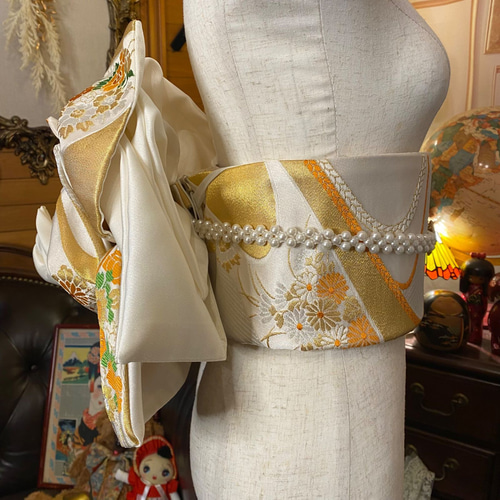 和洋折衷 2部式作り帯 リメイク 和 モダン ハンドメイド レトロ 2B-6  