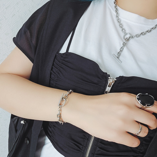 メンズライク/サージカルステンレスブレスレットとネックレスのセット