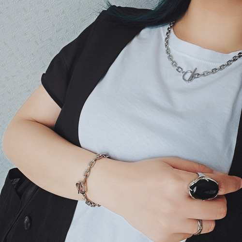 ネックレス　ブレスレット　セット メンズライク/サージカルステンレスブレスレットとネックレスのセット