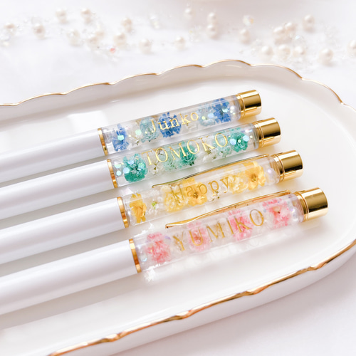 名入れ】お花の色が選べる♡透明感あふれるハーバリウムボールペン