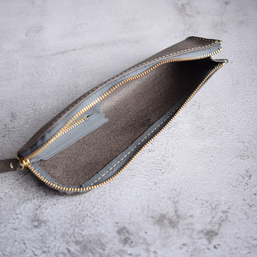 ペンケース 本革 ｲﾀﾘｱﾝﾚｻﾞｰ Gray グレー ペンケース ATELIER SHIBA