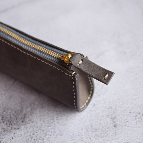 ペンケース 本革 ｲﾀﾘｱﾝﾚｻﾞｰ Gray グレー ペンケース ATELIER SHIBA