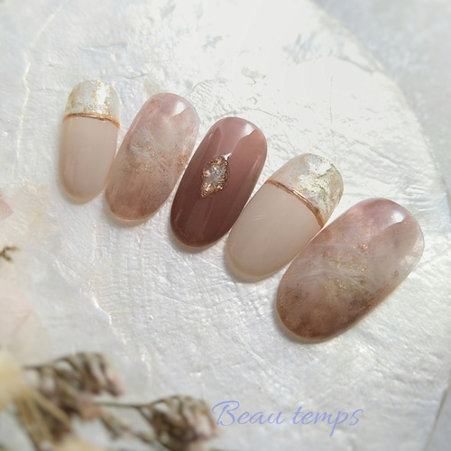 ニュアンスブラウン♡ネイルチップ227 ネイルチップ（つけ爪