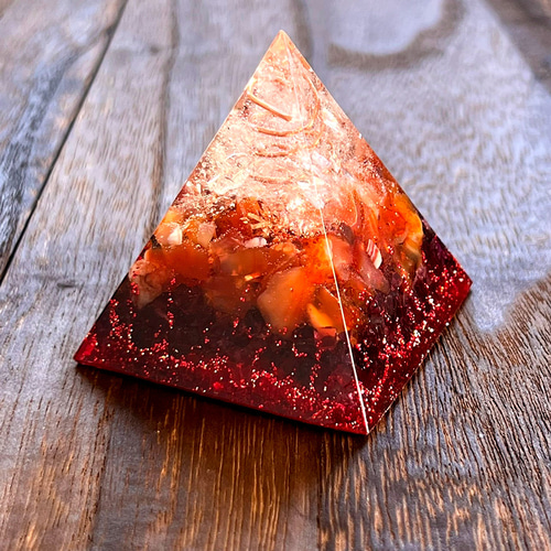チャンスを広げる】 ピラミッド型オルゴナイト カーネリアン