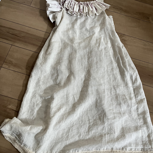 ちゅんさん専用　ハンドメイド作家　リネンワンピース 手作りハンドメイド手縫い編みリネンワンピース ワンピース 夢を
