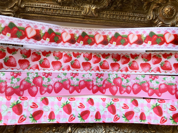 送料無料♡お試しセット♡いちご柄【50cm×4色セット♡幅25mm 