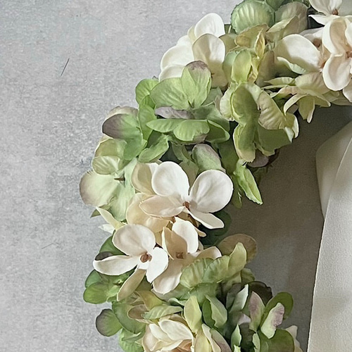 ふんわり紫陽花リース 紫陽花リースグリーン グリーンリース ふんわり紫陽花リース 紫陽花リースグリーン グリーンリース