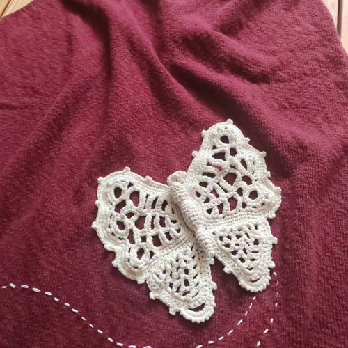 手作りハンドメイド蝶々ゆったりワンピース ワンピース 夢を編むパンダ  