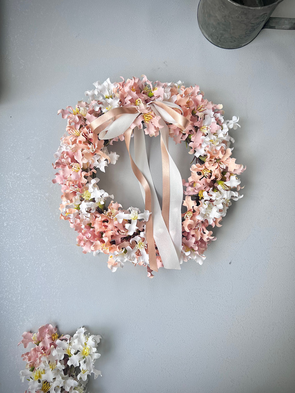 ふんわりくすみ系フラワーリース No.2＊ 玄関リース 春リース