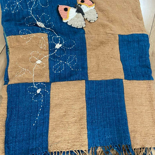 手作りハンドメイド手織り布刺繍蝶々パチワークワンピース ワンピース  