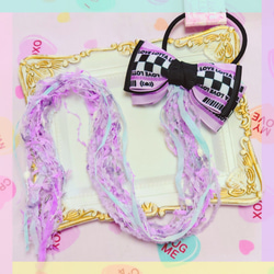 2個セット】リップチャームが揺れるリボンヘアゴム ツインリボン【594