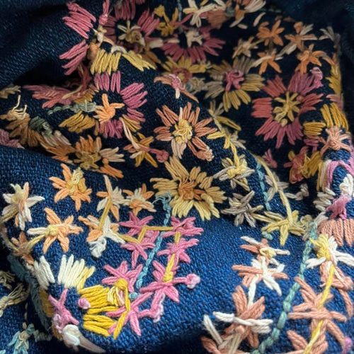 花畑 手作りハンドメイド刺繍花手織り布ワンピース ワンピース