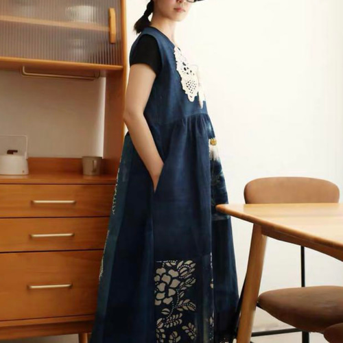 手作りハンドメイドパッチワーク蝶々ワンピース ワンピース 夢を編む 