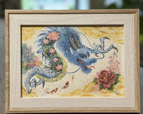 龍　額　絵画　アート　美術品 青龍図 複製画 額入り 絵画 asa_kyoto 通販 17838107｜Creema(クリーマ