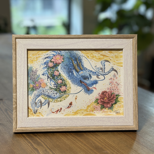 週末価格‼️龍の絵画　額縁おまけ 青龍図 複製画 額入り 絵画 asa_kyoto 通販 17838107｜Creema(クリーマ