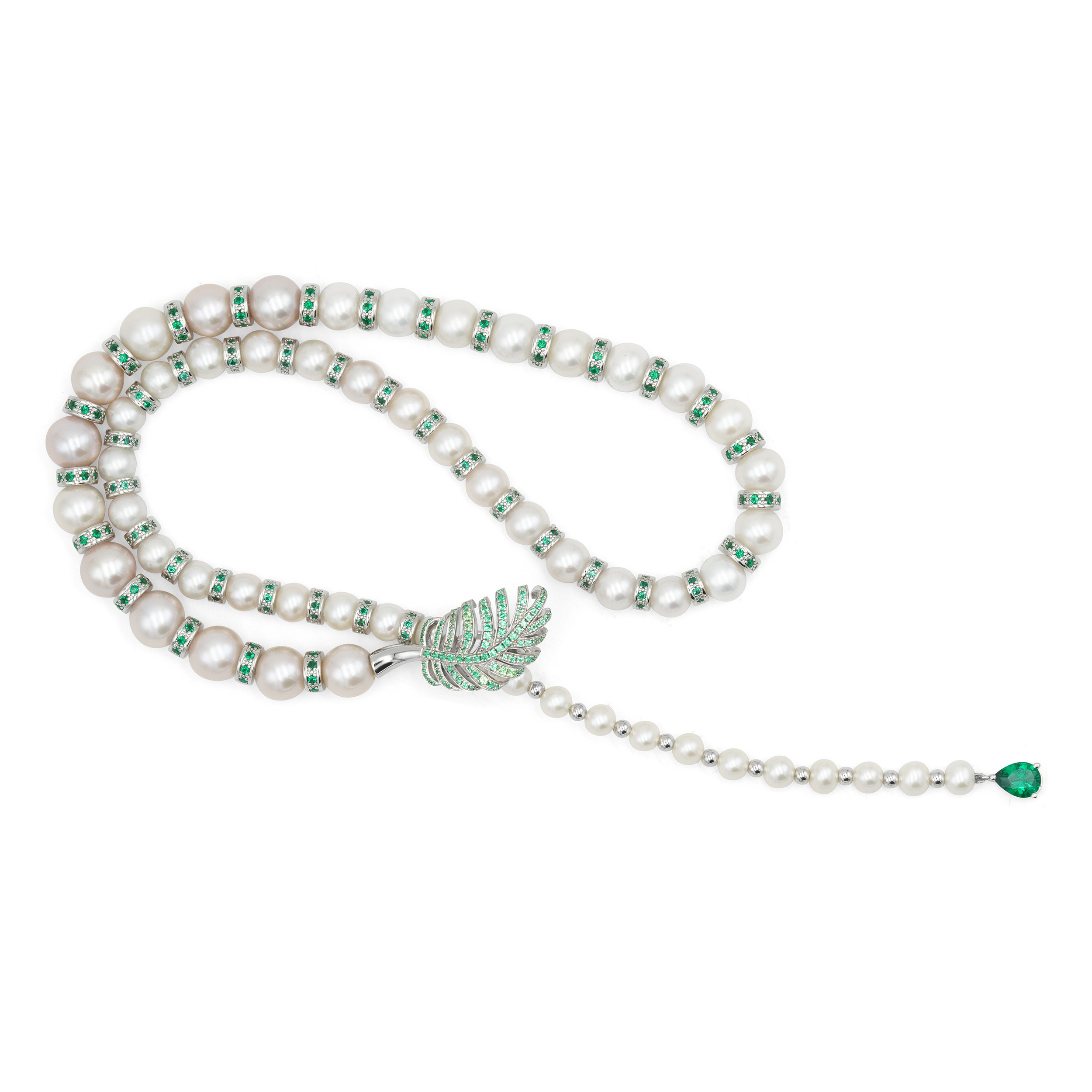 グリーンリーフパールネックレス J-P240422（4週間発送）