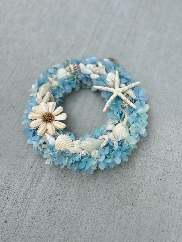 NEWデザイン★海色マーメイドリース①☆マリンリース★ブルーリース 2枚目の画像
