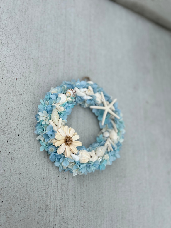 NEWデザイン★海色マーメイドリース①☆マリンリース★ブルーリース 5枚目の画像