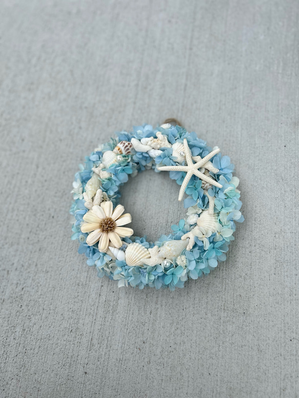 NEWデザイン★海色マーメイドリース①☆マリンリース★ブルーリース 4枚目の画像