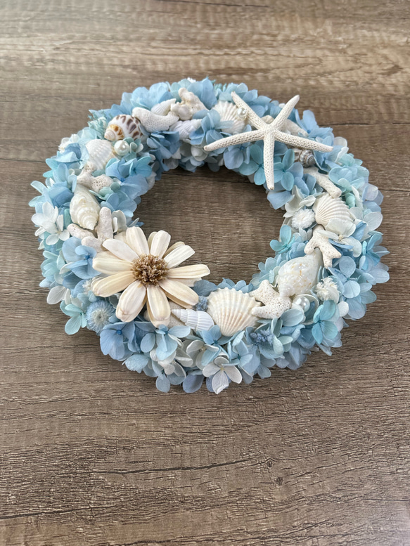 NEWデザイン★海色マーメイドリース①☆マリンリース★ブルーリース 1枚目の画像