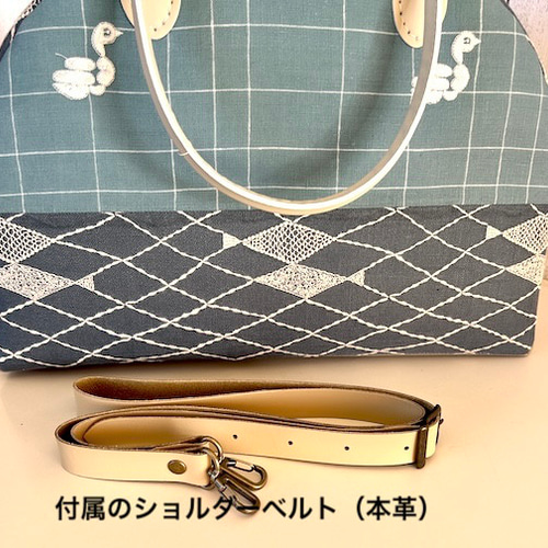 Creema限定、ミナペルホネンの湖パッチの半円ボストン ボストンバッグ 
