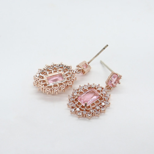 ガラスピアス】イヤリング/カジュアル/キュービック/シルバーポスト