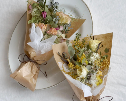 誕生日や記念日に】ドライフラワーミニブーケ 20cm 選べる2種類 花束