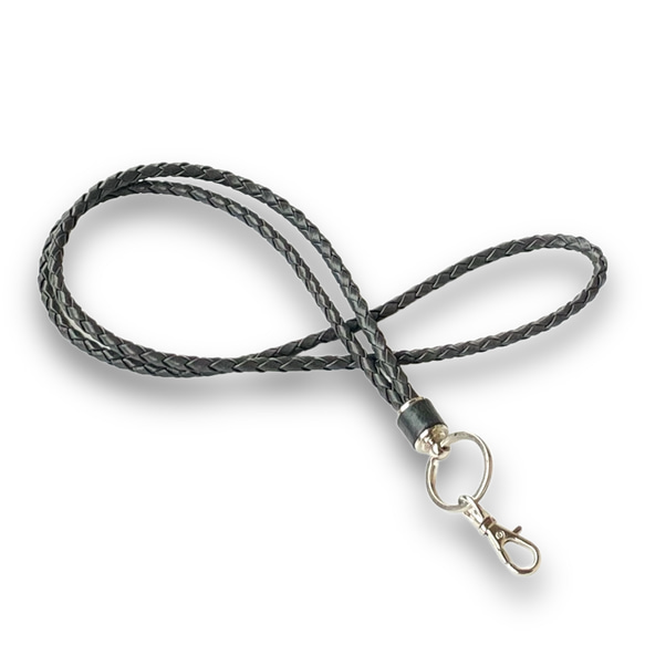 本革 編み込み ネックストラップ フェミニン ネイビー