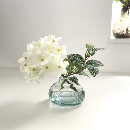 □ 紫陽花・一輪挿し □ 白 アーティフィシャルフラワー 造花 フェイク