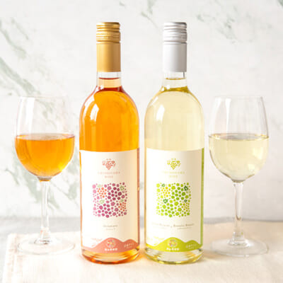 【ギフトや手土産に】漆山果樹園ワイン2本セット★自家栽培デラウェアワインとシャインマスカット×ロザリオビアンコ