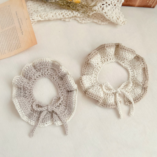 犬 猫 付け襟 スタイ ケープ ナチュラル かぎ編み ペット服