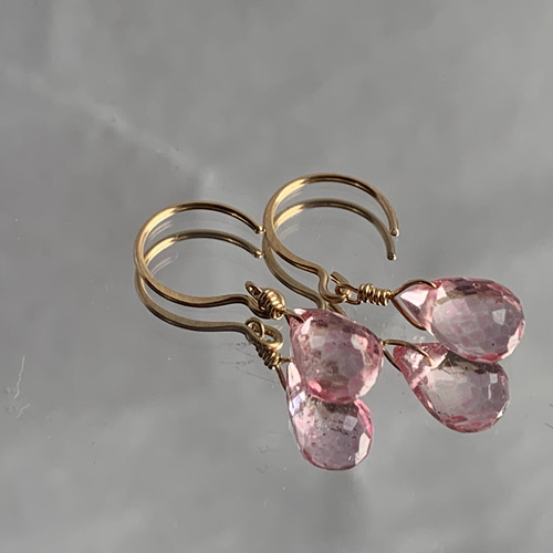 ピンクトパーズのピアス ピアス（フック・チェーン） fifteen hundred