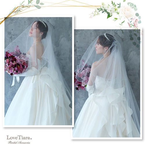 ロングベール【メロウ】(フロントミディアム)VLM-02|花嫁 結婚式 ロングベール【メロウ】(フロントミディアム)VLM-02|花嫁 結婚式