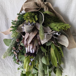 受注制作 】ユーカリとコニファーのフレッシュリース＊* リース Chêne