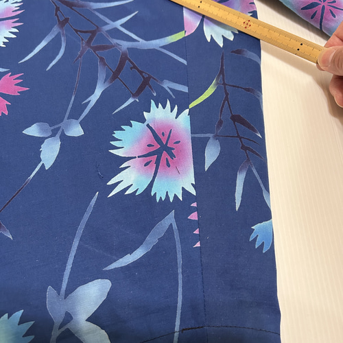 sale 浴衣 反物 パンツ 綿 注染染め ハンドメイド ナデシコ 青