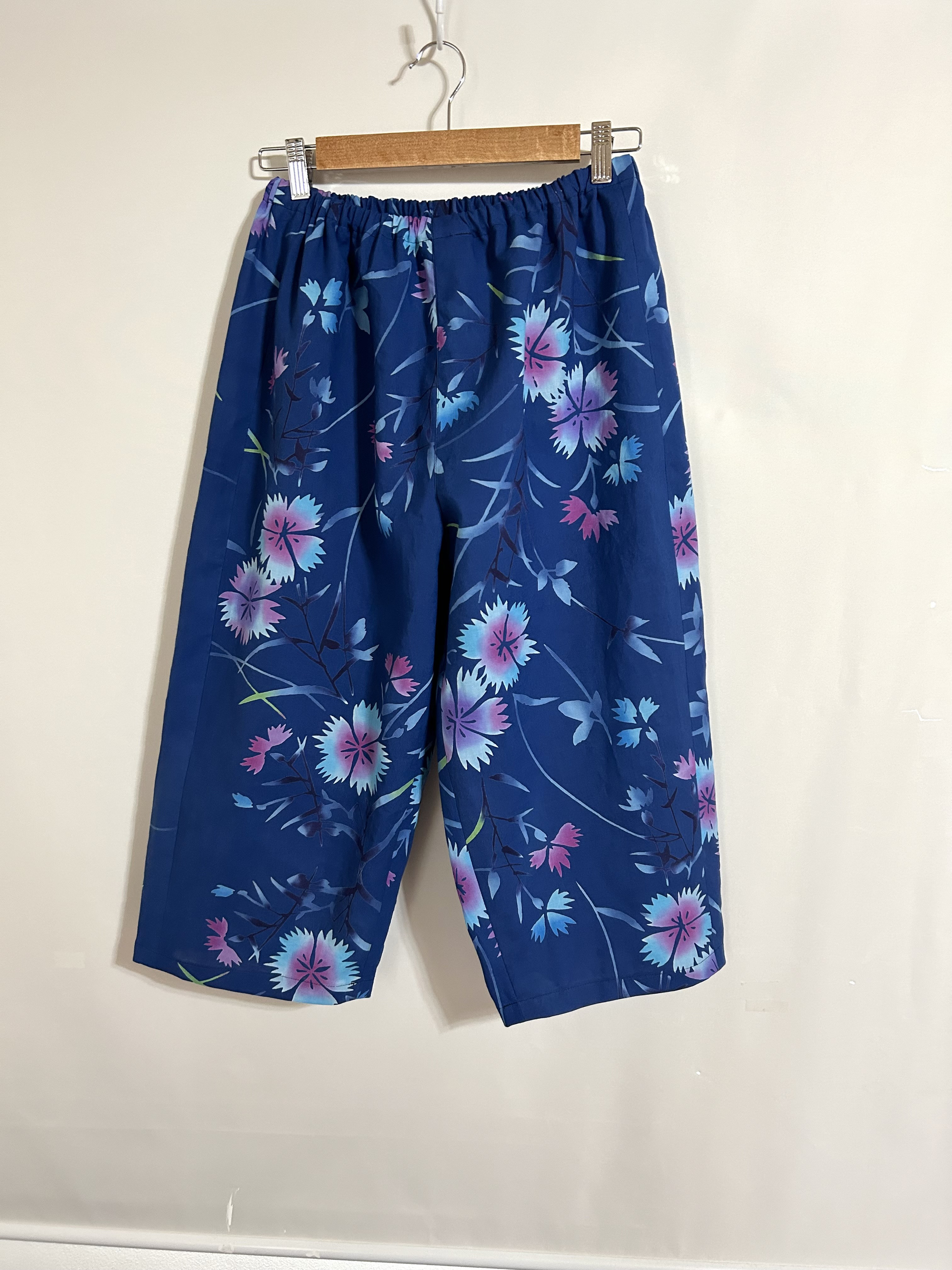 低価格 反物 浴衣 sale パンツ 青 ナデシコ ハンドメイド 注染染め 綿 パンツ