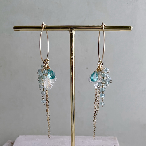 希少✧スイスブルートパーズ フープピアス✧14kgf 14KGF高品質スイス