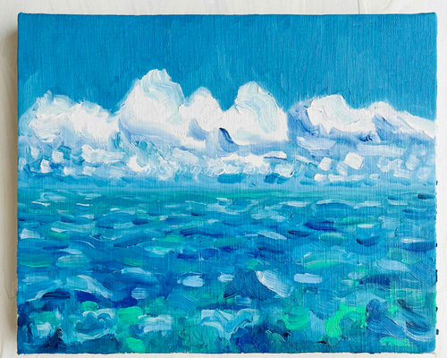 原画「晴れた日の海5」サムホール・油彩