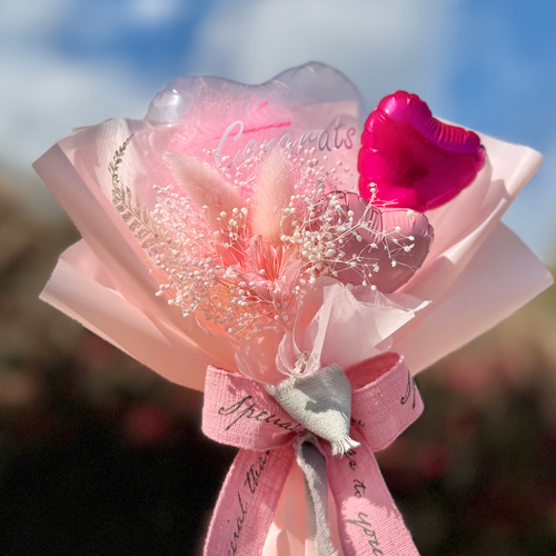 卒業祝い ｜フラワーバルーンブーケ ピンク｜名入れ可｜発表会｜誕生日